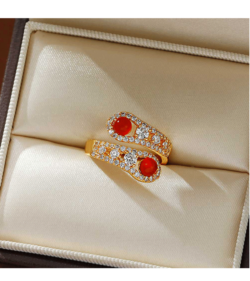 Hyacinth moda ligera extravagancia superflash zirconitas serpentina anillo de apertura mujer diseño único puerto viento rojo ágata anillo de anillo shake sonic boom pic 5