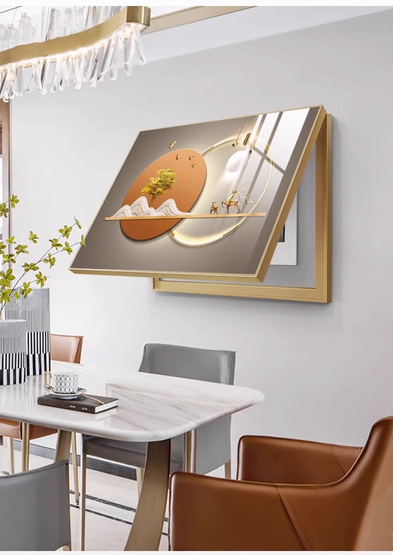 The decorative painting on the electricity meter box covers the distribution box, switch box and weak power switch in the living room. The hanging painting is modern and simple pic 13