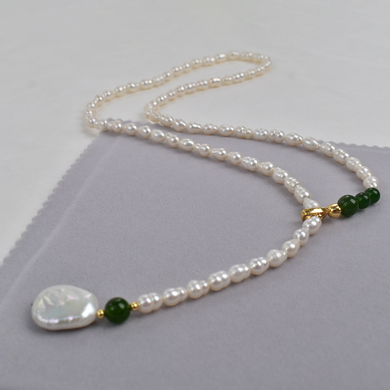 Natural freshwater pearl necklace, original Baroque irregular-shaped pearl 8-shaped pearl long style autumn and winter sweater chain pic 7