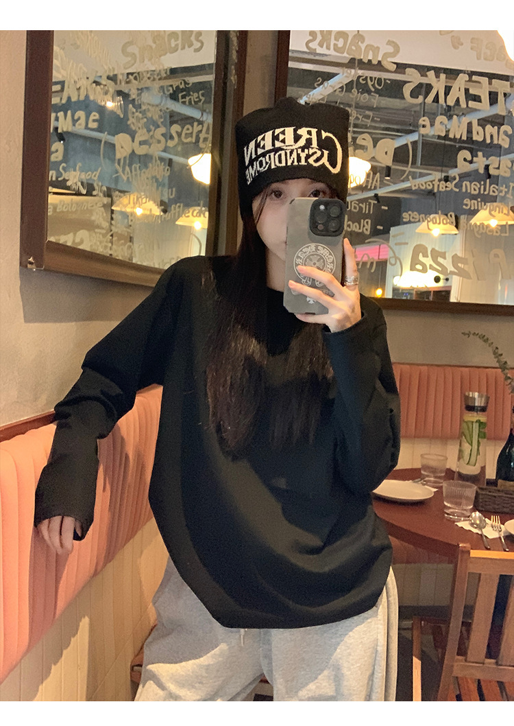 春秋长袖T恤女新款白色宽松内搭打底衫衣服韩系女装上衣一件代发详情17