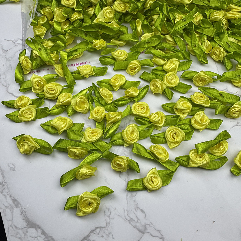 玫瑰花现货绿叶玫瑰手工花朵发饰辅料辅料公仔配饰饰品配件缎带加详情6