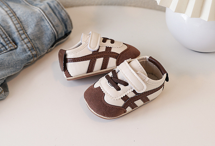 Soft-soled anti-slip walking shoes for infants aged 0-1 year old, boys and girls, 6-9-12 months, and sports color-blocked white shoes pic 4