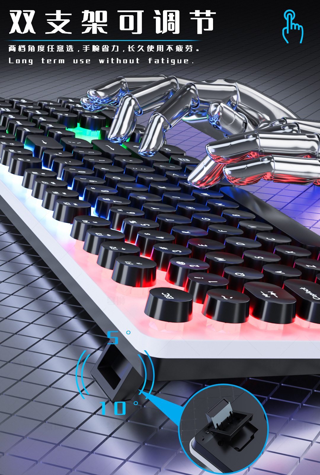 H300 Wired Light-Emitting Punk Keyboard and Mouse Set, Mechanical feel notebook, desktop, Home, Business pic 3
