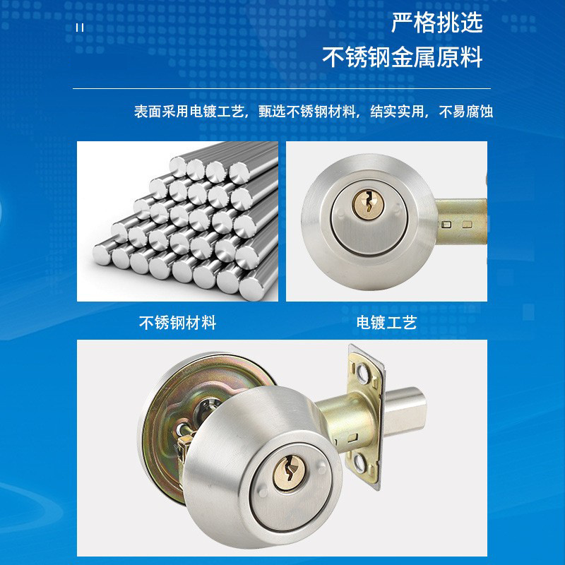 Cross-border integrated door lock, bedroom and bathroom lock, stainless steel mechanical interior door, wooden door lock, anti-theft door lock pic 2