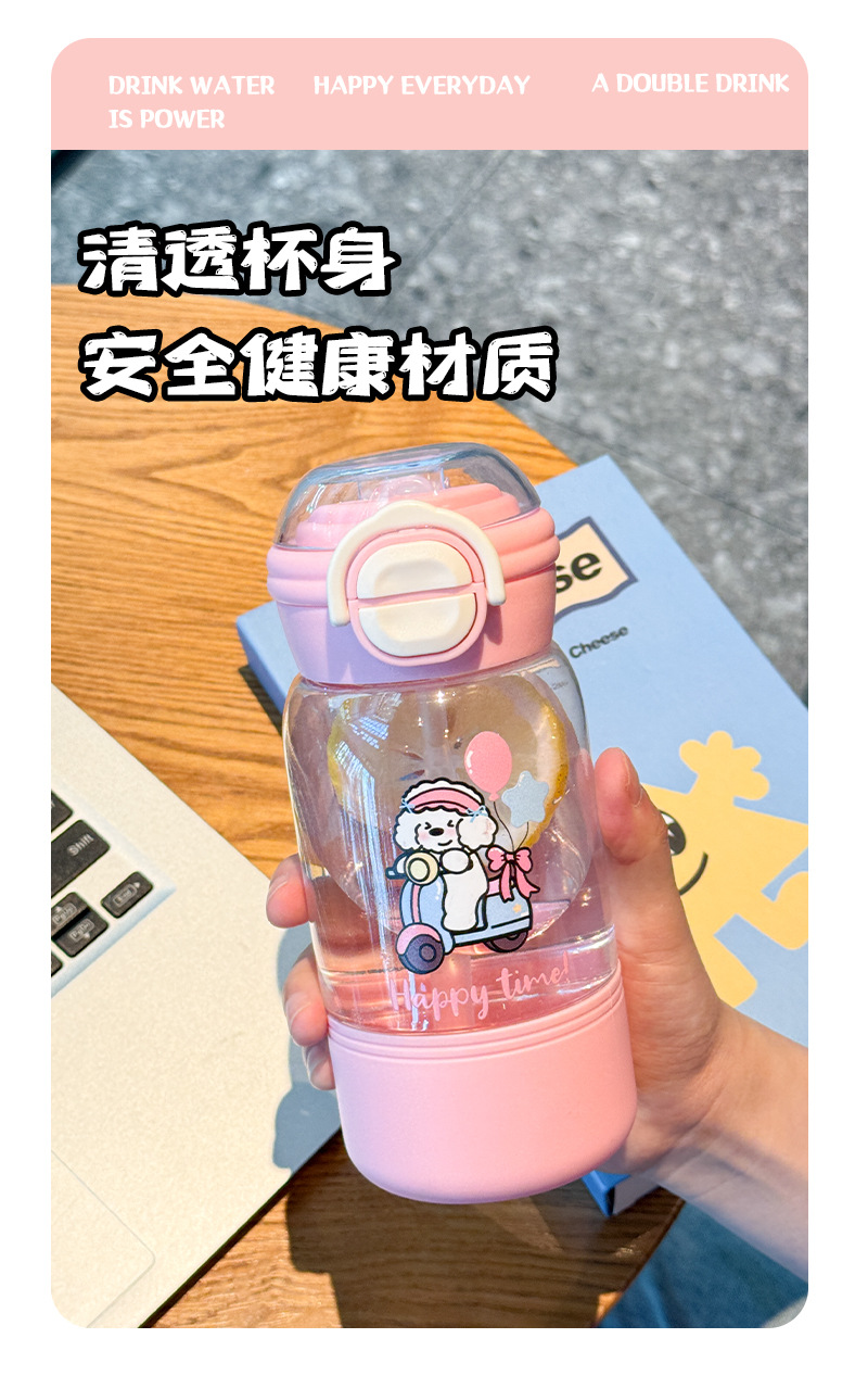 卡通儿童水杯新款夏季吸管水杯双饮便携大容量高颜值双饮塑料杯子详情2