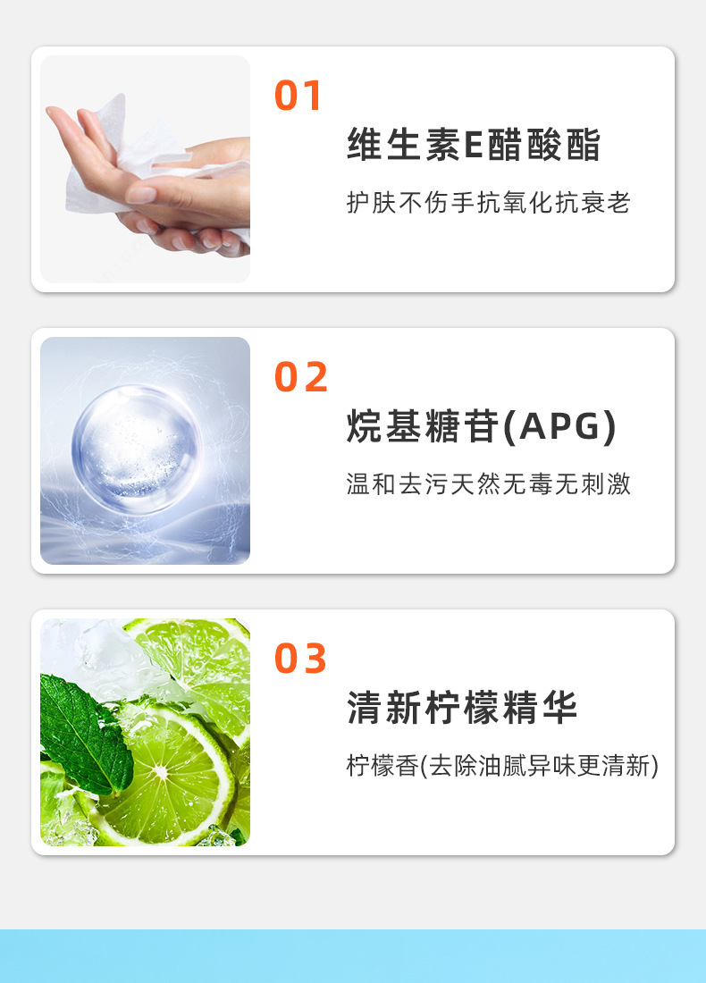 厨房湿巾去油去污家用油烟机清洁强力去油污湿纸巾一擦净加大加厚详情5