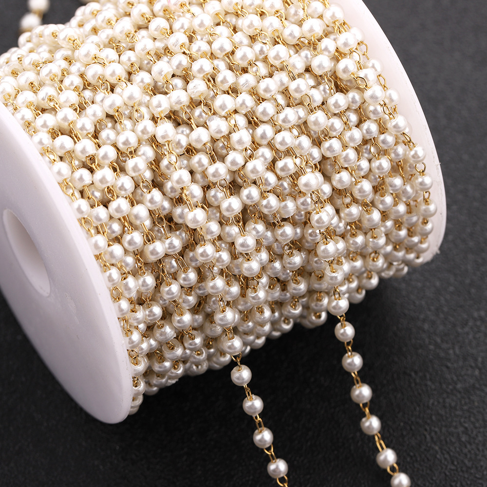 Color-preserving titanium steel pearl chain, imitation pearl chain, diy necklace, bracelet, handicraft, decorative chain, luggage, hair accessory chain pic 9