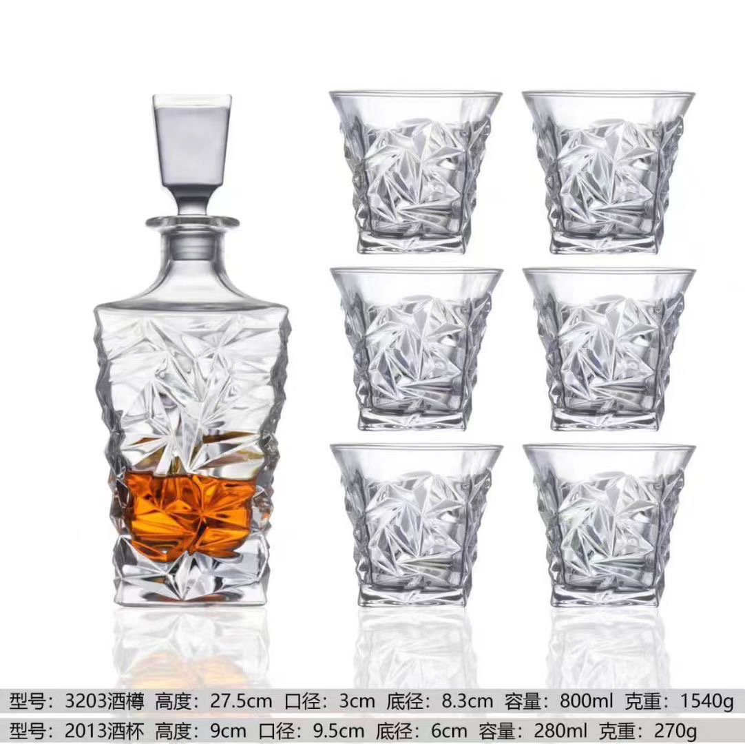 轻奢高档威士忌杯酒樽套装家用啤酒杯洋酒杯复古纹路酒杯套装详情1