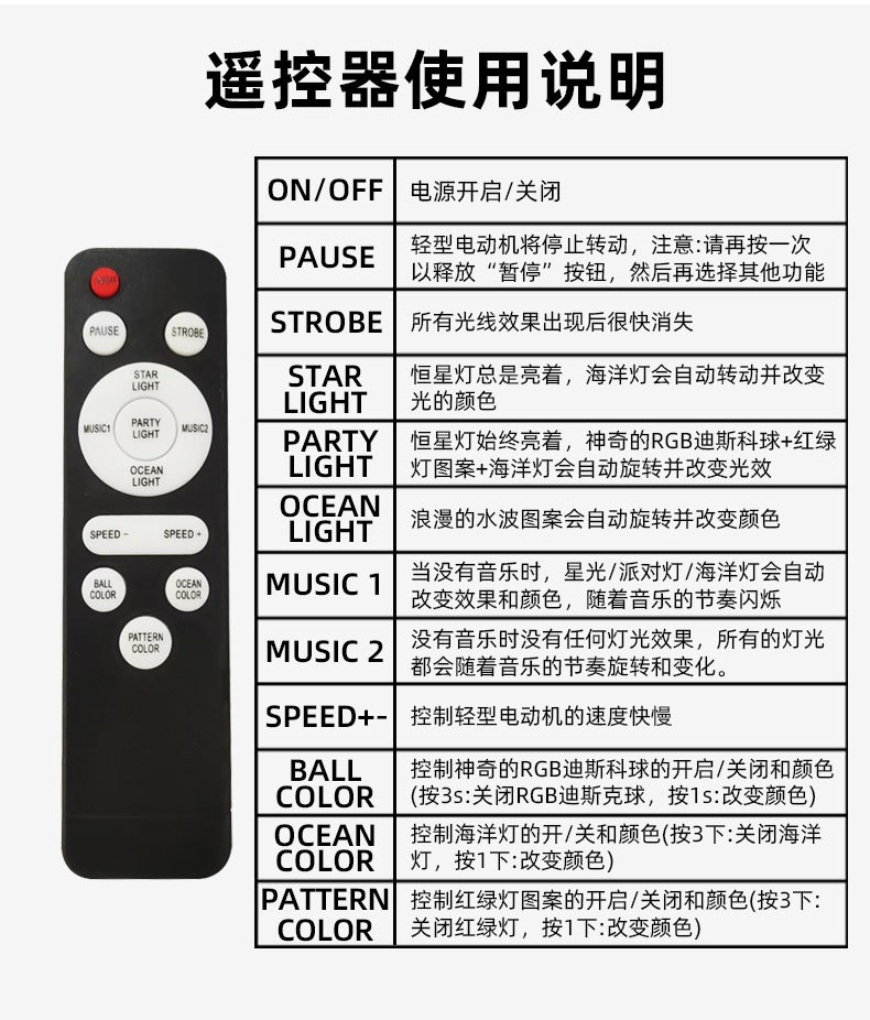 2025私模五合一双魔球舞台灯光激光灯KTV氛围灯星空水波纹夜灯详情6
