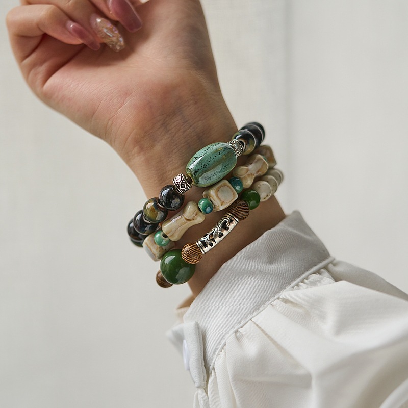 Jingdezhen ceramic bracelet wholesale, original ancient-style beads with Dunhuang elements, new Chinese-style jewelry, versatile Chinese style pic 2