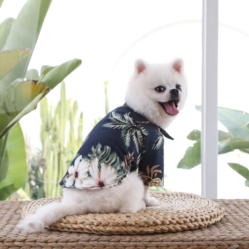 Pequeño y mediano perro playa piña camisa hawaii mascota perro gato golden hair primavera verano fino ropa artículos pic 6