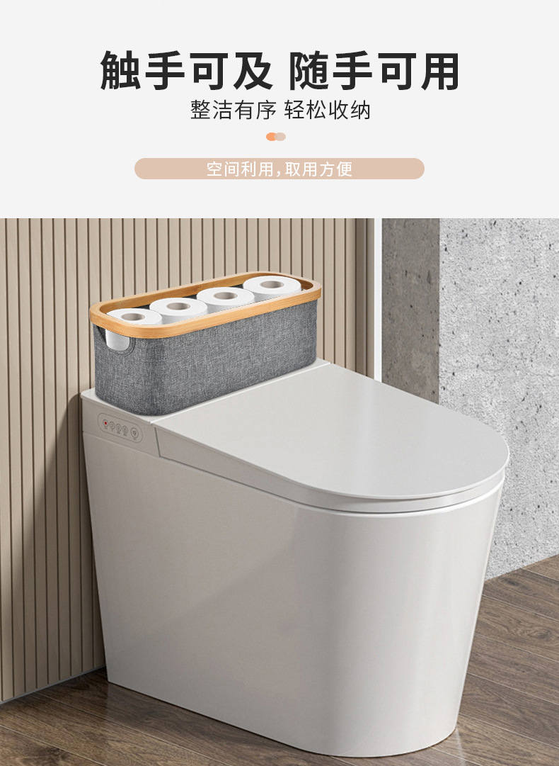 Foreign trade multi-functional tissue box storage frame, fabric Nan bamboo large-capacity storage basket, foldable bathroom storage basket pic 6