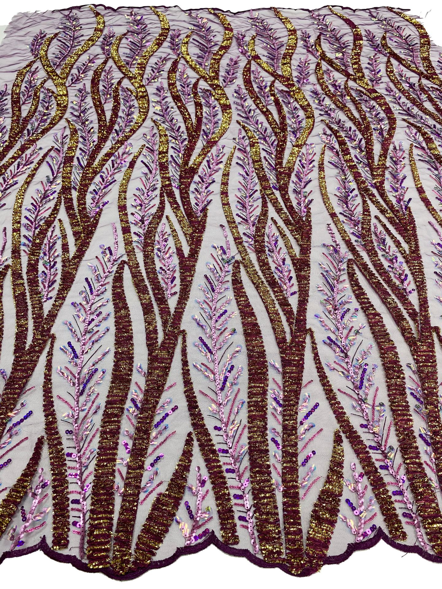 New African and Middle Eastern branch mesh fabric, sequined multi-color embroidered lace fabric beadslace in stock pic 7