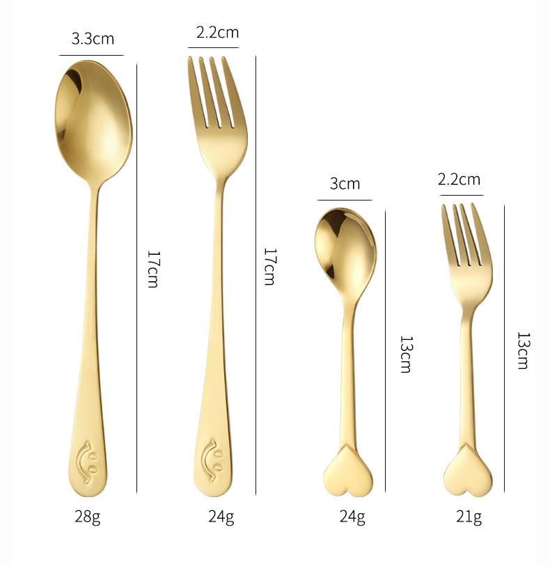 不锈钢心形勺咖啡甜品勺创意心形咖啡勺水果叉爱心形儿童勺叉详情11
