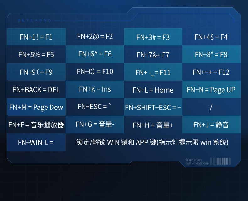 跨境61键发光游戏小键盘 商务办公便携迷你RGB有线电脑键盘批发详情13