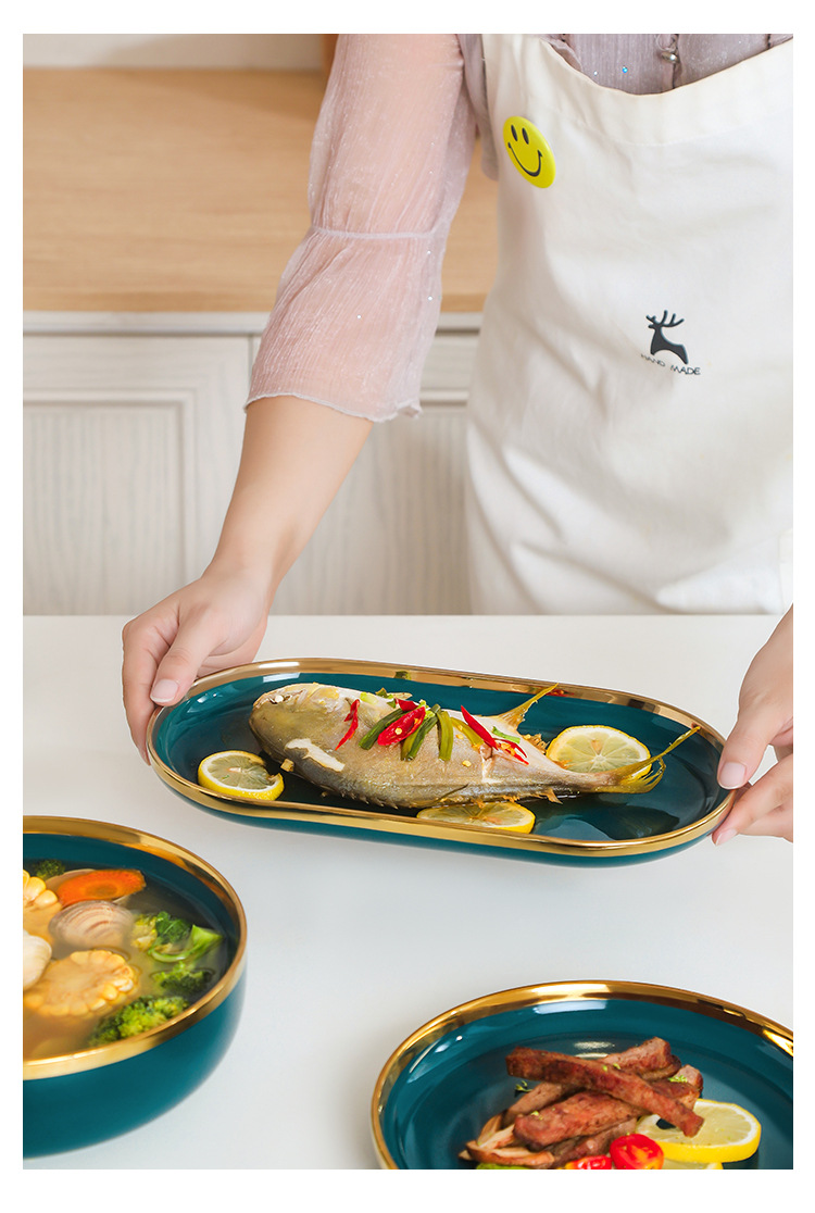 Nordic tableware, ceramic household rice bowls and fish plates, household ceramic bowls and chopsticks sets, Western steak plates, cross-border sets pic 11
