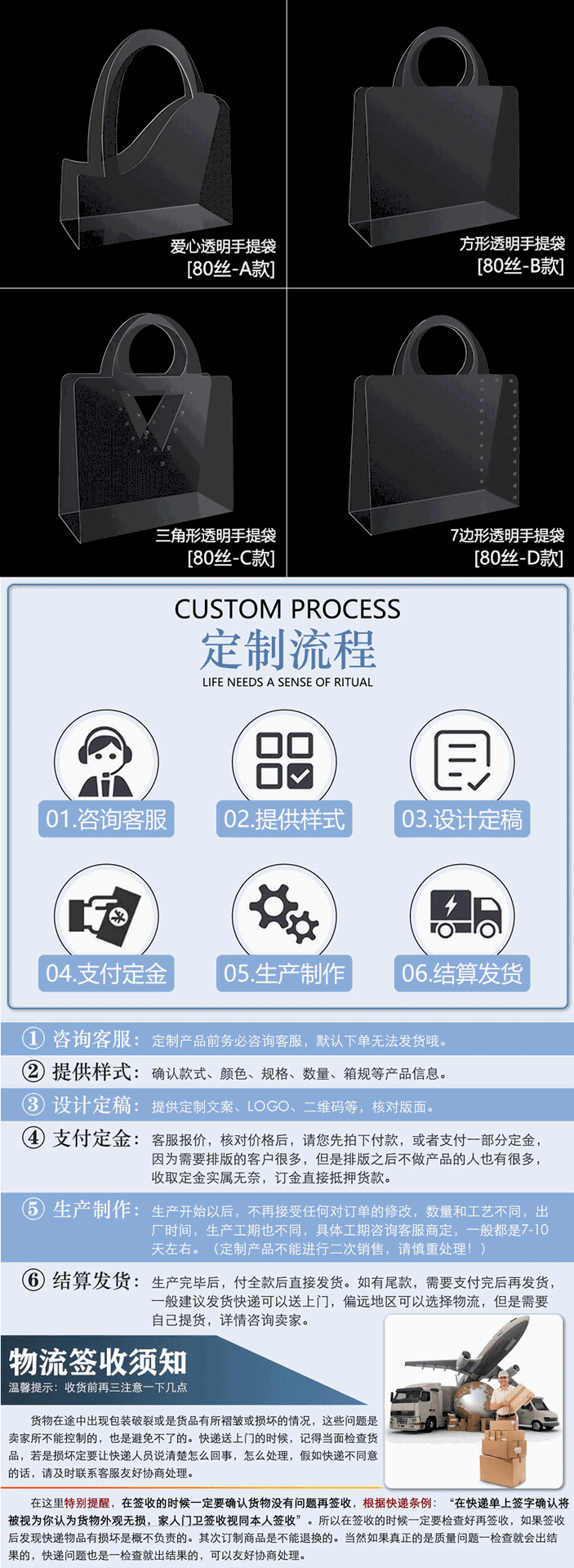 50丝PET手提袋七夕花束透明伴手礼品袋简约网红鲜花包装袋批发详情10