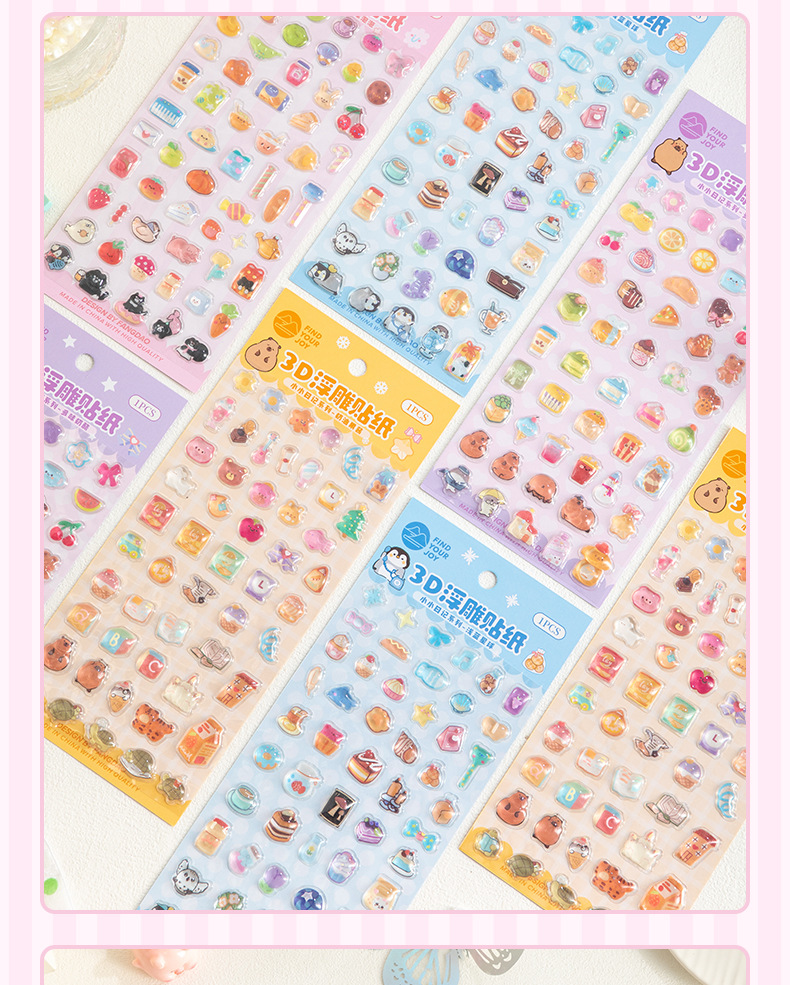 Creative City refrigerator stickers 3D embossed four-color packaging sticker set, decorative home stickers, fun stickers and accessories pic 11
