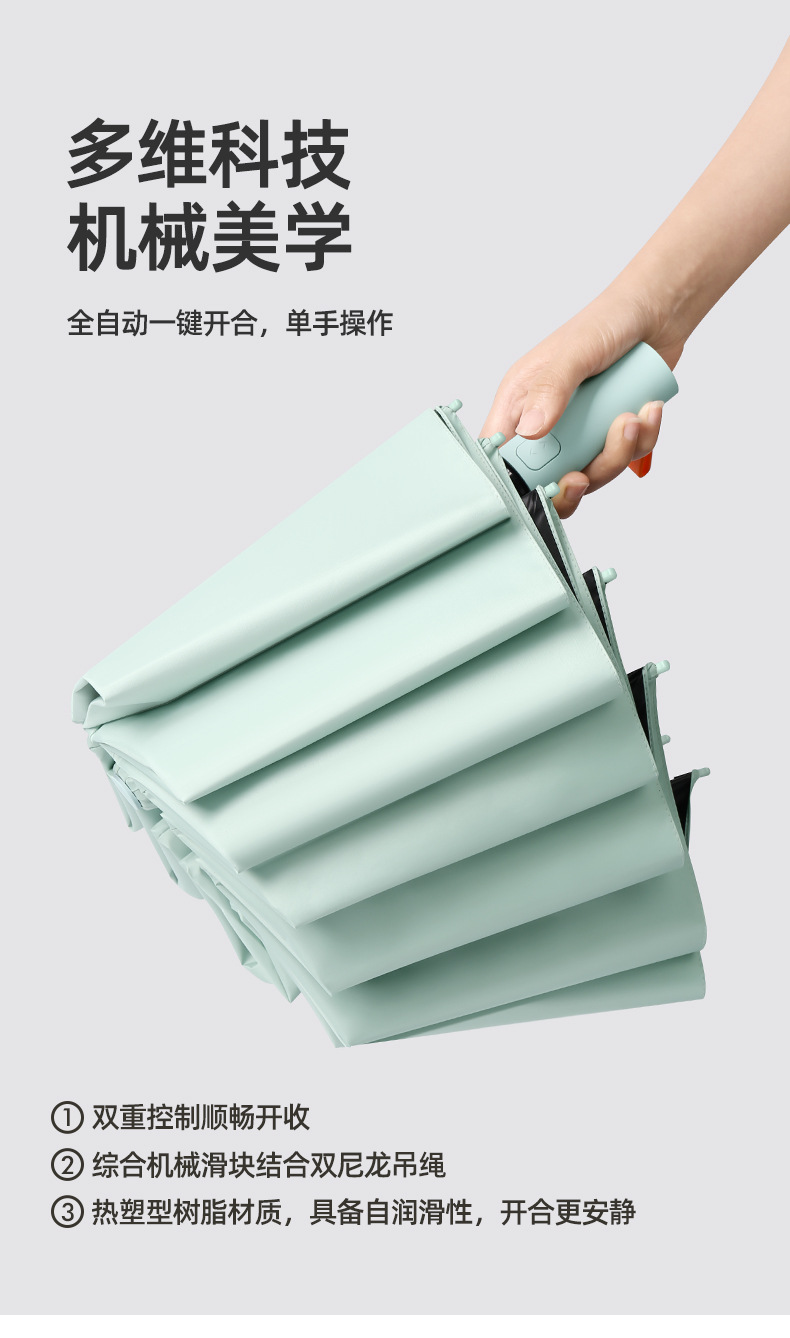 定制12骨三折全自动折叠伞男士商务雨伞简约素色伞加印logo广告伞详情19