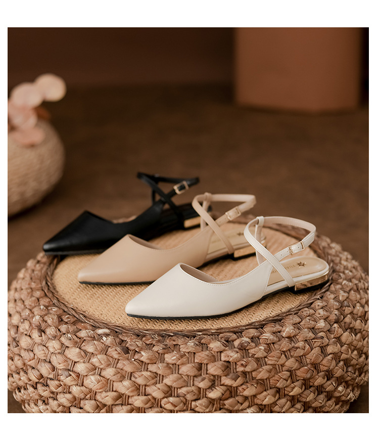 女鞋夏季女2025法式不累脚单鞋舒适平底气质后空包头凉鞋女时尚详情30