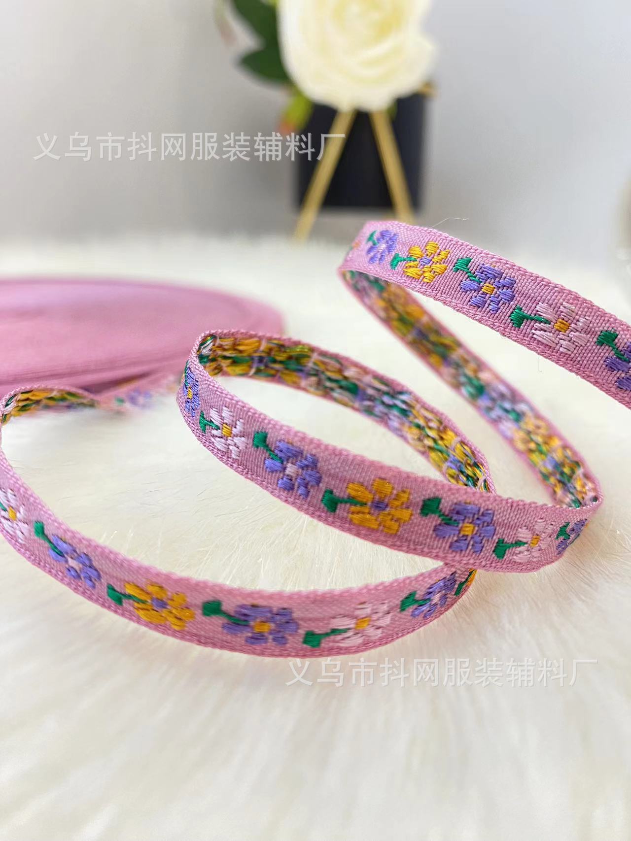 0.8cm提花刺绣手工DIY蝴蝶结织带汉服演出服装辅料礼盒包装带详情10