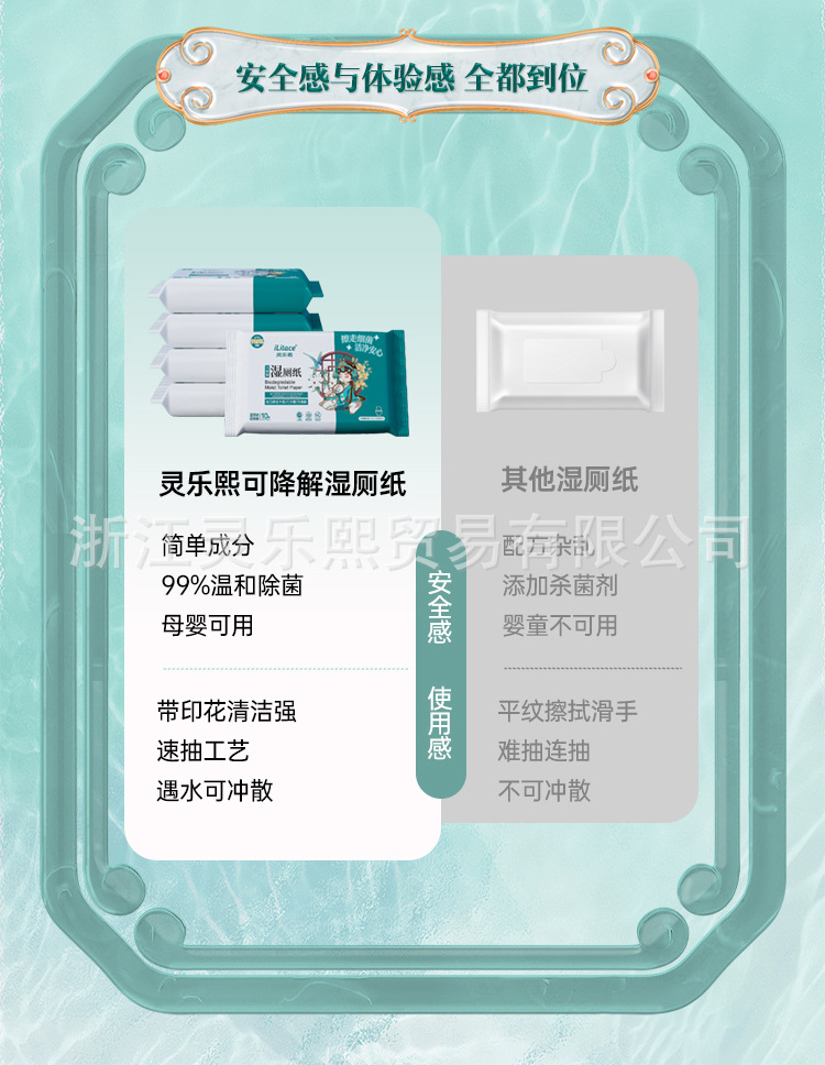 Portable small bag of 10 pieces of wet toilet paper, specially designed for wiping bottoms, flushable and degradable sanitary wet wipes, toilet paper pic 5