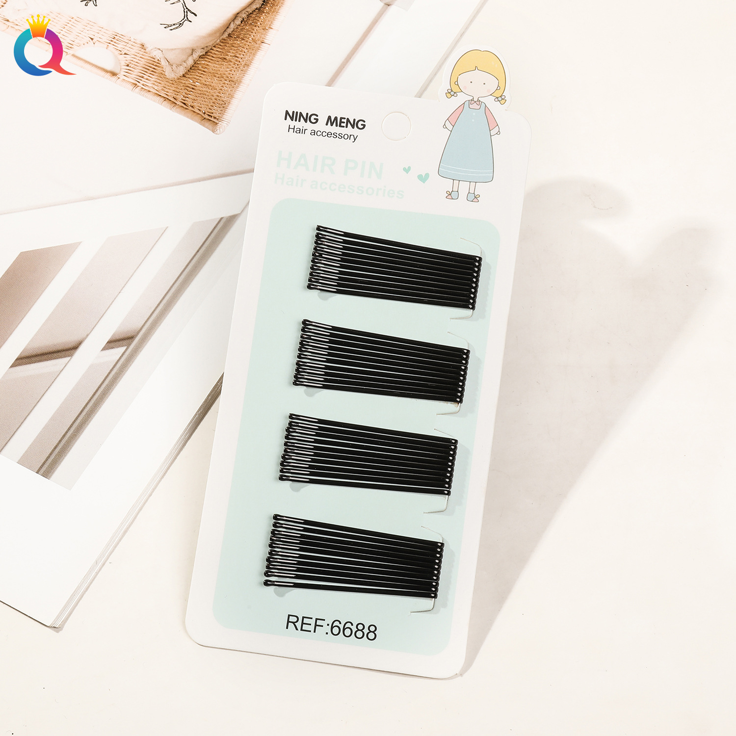 Wholesale of Qiyue Classic black straight clips, durable lacquered hair clips, braided hair clips, broken hair bangs clips and side clips pic 79