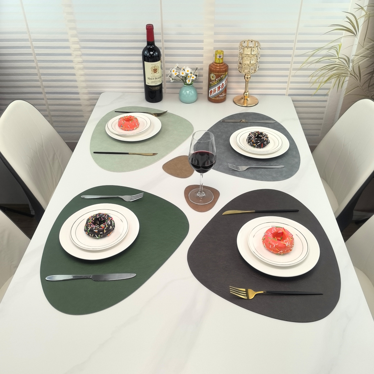 酒店饭店西餐厅复古牛皮纹皮革餐垫隔热防烫防水防油可水洗餐桌垫详情7