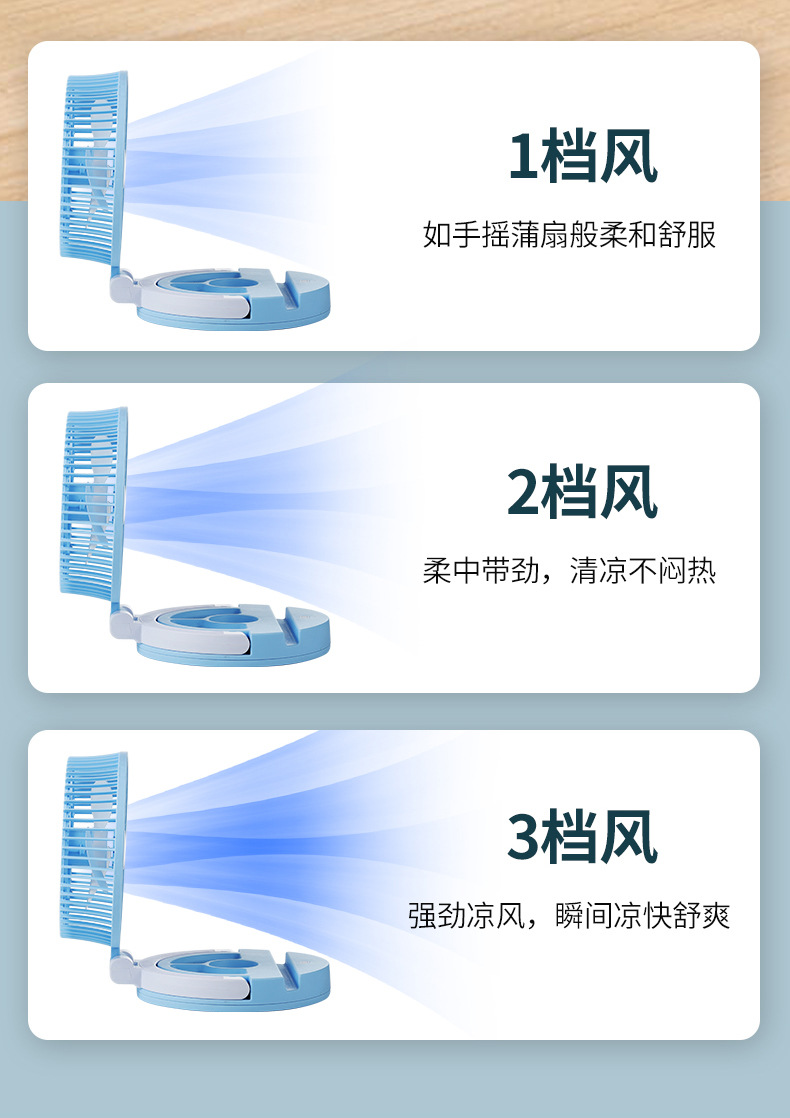 The new desktop folding fan is multi-functional with LED lights, supports a phone stand, usb charging and can be wall-mounted pic 9