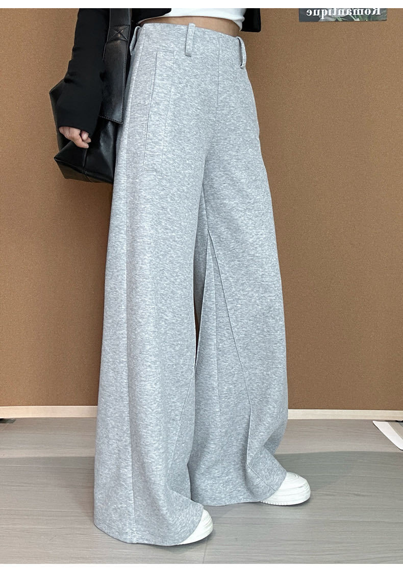灰色运动裤女华棉秋冬2025新款高腰宽松直筒加绒加厚休闲阔腿卫裤详情20