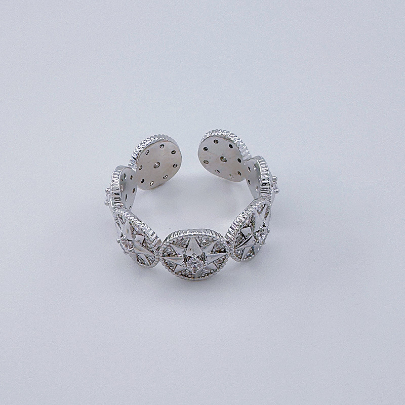 铜镀真金欧美轻奢气质微镶锆石八芒星戒指小众设计时尚高级感戒指详情8