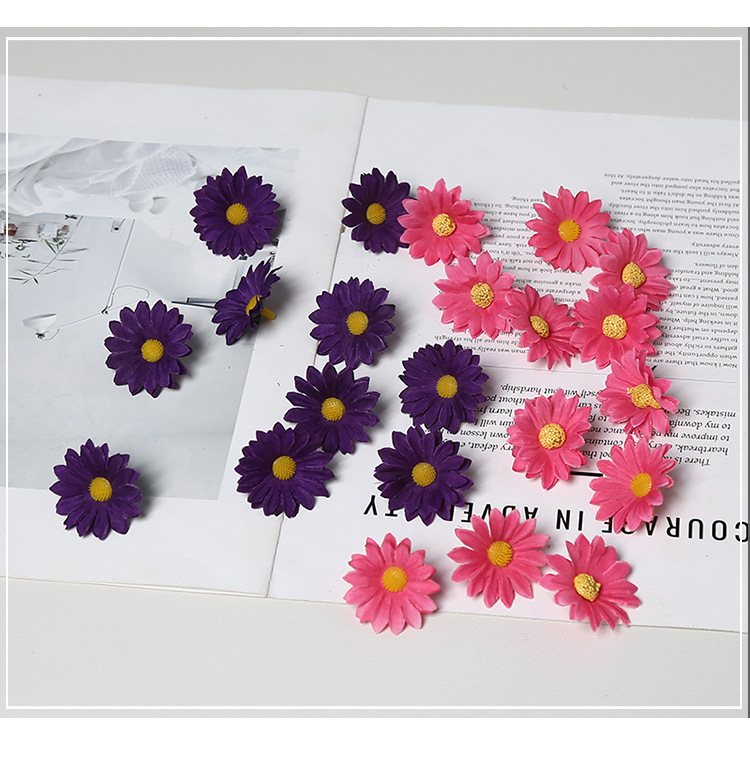 仿真花小雏菊花头花墙花环花艺diy配件婚礼装饰手工簪花头饰材料详情5