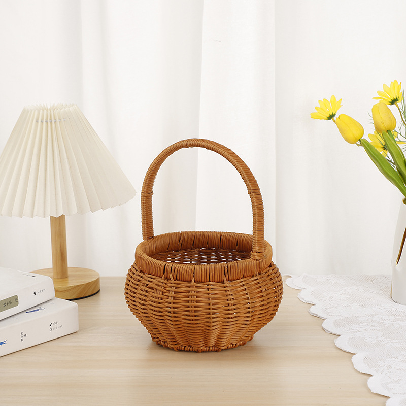New hand-woven willow flower baskets, handcrafted rattan and straw woven festival wedding gifts, princess small baskets, rattan baskets wholesale pic 5