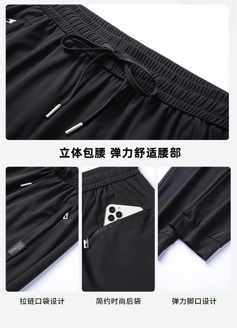 2024夏天冰丝裤子男士休闲裤薄款弹力速干裤宽松中年爸爸运动裤夏详情3