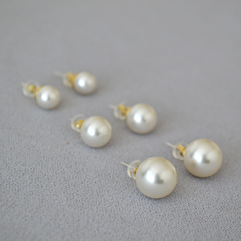 韩国Fever高亮仿家水晶珍珠650色号925银针简约耳钉耳饰女详情5