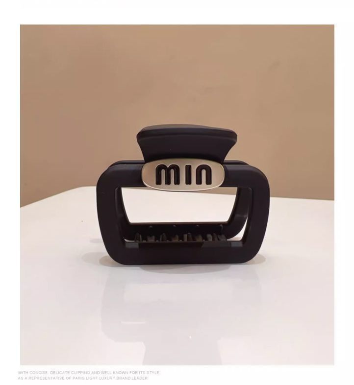 新款简约黑色茶咖色中号马尾抓夹方形半抓韩版蓬松银标发抓ins详情12