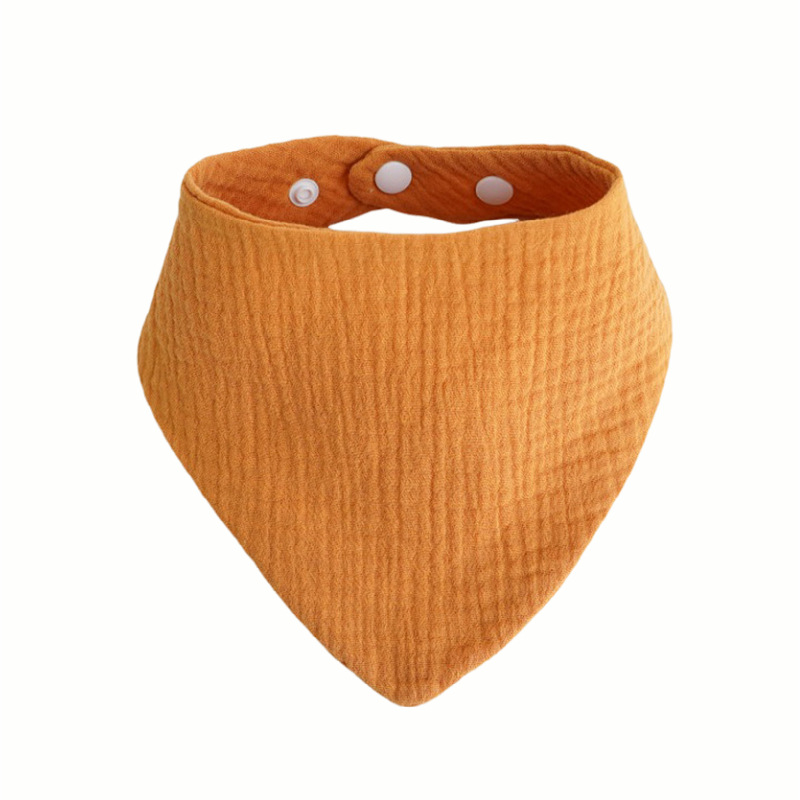 跨境亚马逊婴儿素色三角巾纯棉吸水新生儿口水巾绉布防脏透气围嘴详情13