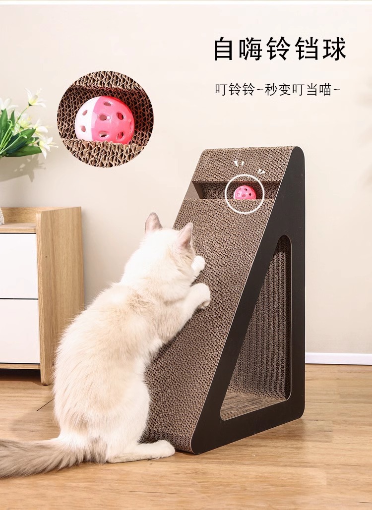 立式三角猫抓板耐磨非不掉屑耐抓瓦楞纸猫爪板防猫抓沙发磨爪器猫详情6