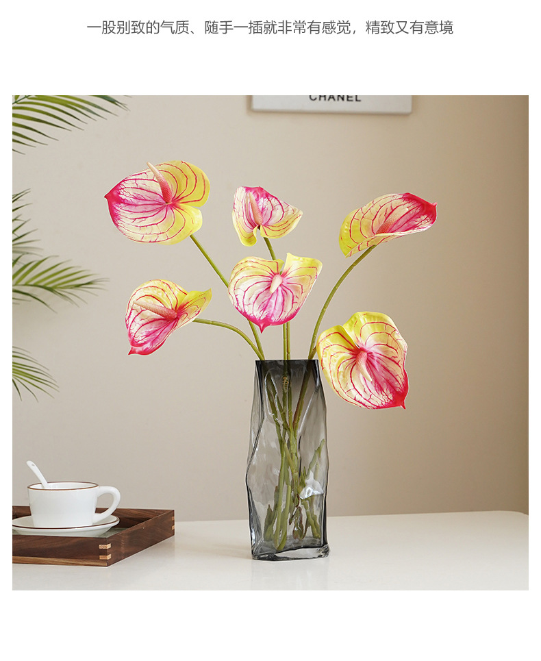 红掌花家居绿植盆栽装饰单支仿真植物插花材料配件3D打印手感仿真枝叶办公文化园艺装饰详情16