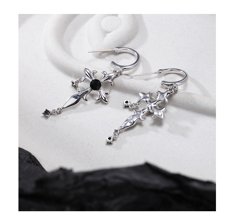 Retro Gothic dark night iris cross earrings, original design sense, European and American punk hip-hop exaggerated earrings for women pic 12