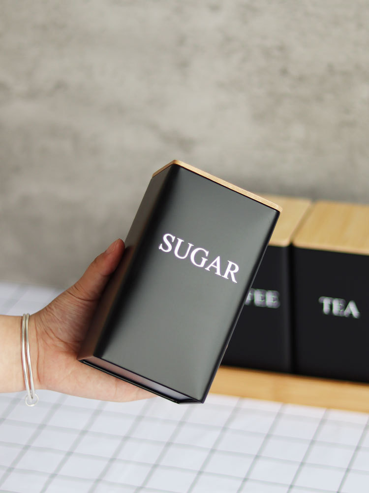 厨房用品竹盖方形铁盒coffeetea咖啡豆罐糖果茶叶包装现货茶叶罐详情18