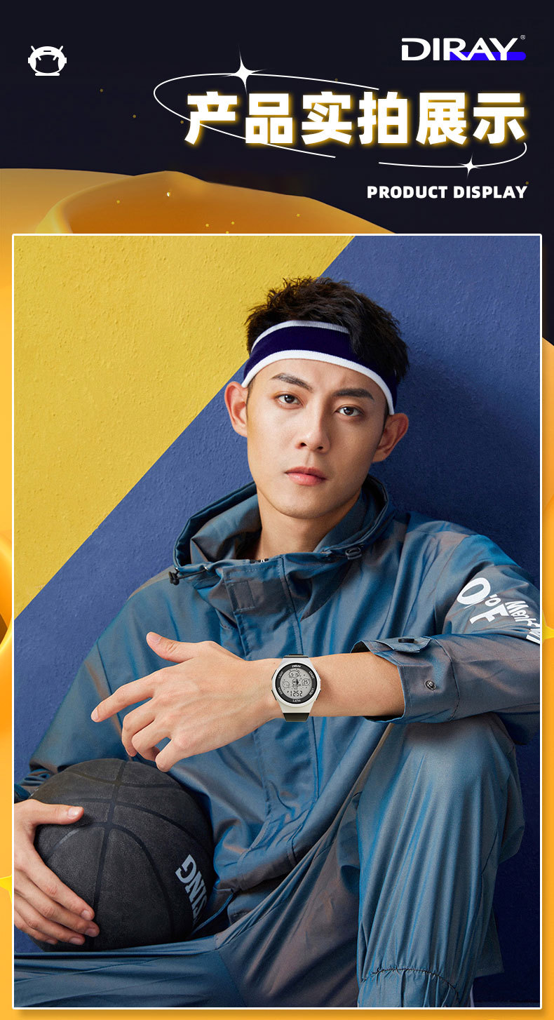 Round electronic watch for men, waterproof luminous sports led watch, trendy ethnic student artistic electronic watch for men pic 7