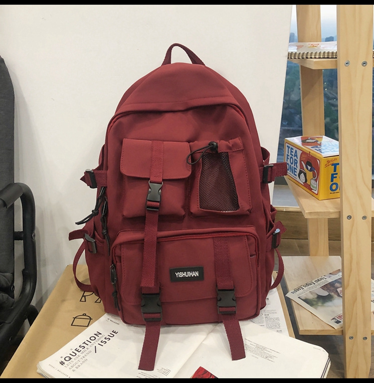 休闲百搭男女双肩包可爱挂件洋气潮流学生书包大容量工装风背包详情42