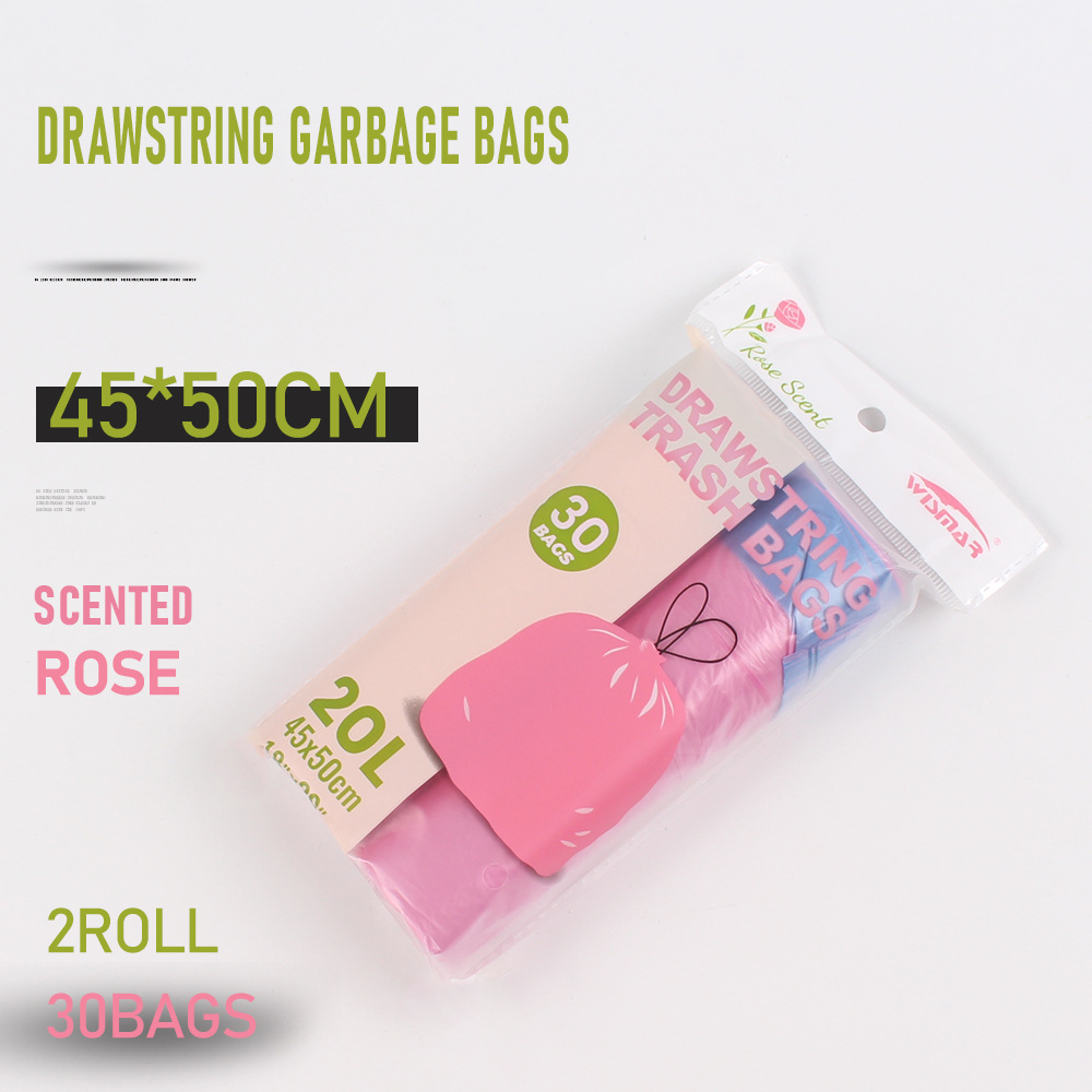 外贸香味加厚抽绳垃圾袋一次性连卷式垃圾袋2卷30pcs详情2