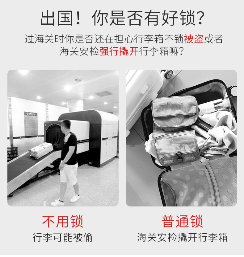 亚马逊爆款TSA海关密码锁 背包行李箱钢丝锁铝合金密码挂锁工厂店详情16