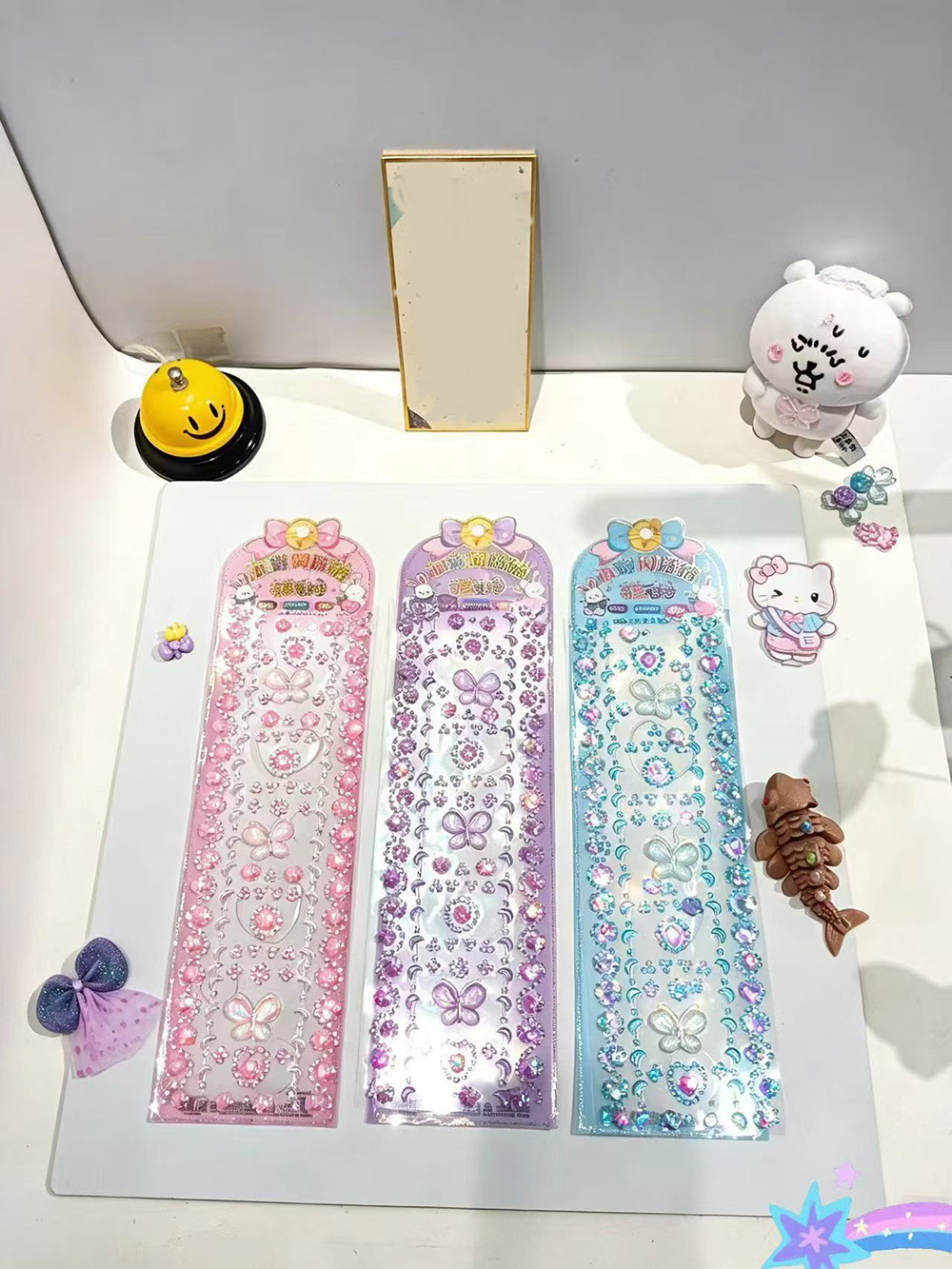 五彩闪耀钻立体蝴蝶花朵宝石贴画 手账装饰素材现货可混批详情6