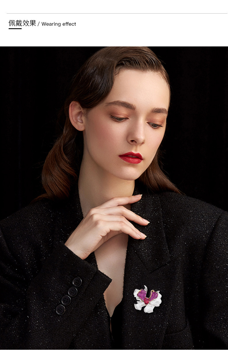 法式复古三色红刚玉浪漫重工蝴蝶胸针高端大气胸针女爆款配饰批发详情12