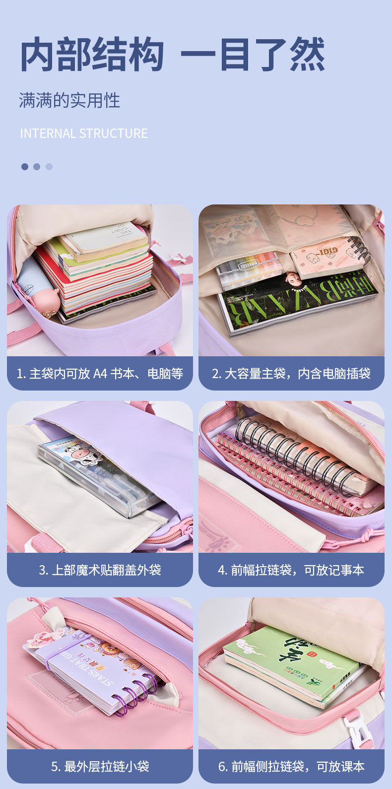 书包ins风女可爱韩版高中生初中生小学生三到五六年级双肩包背包详情12