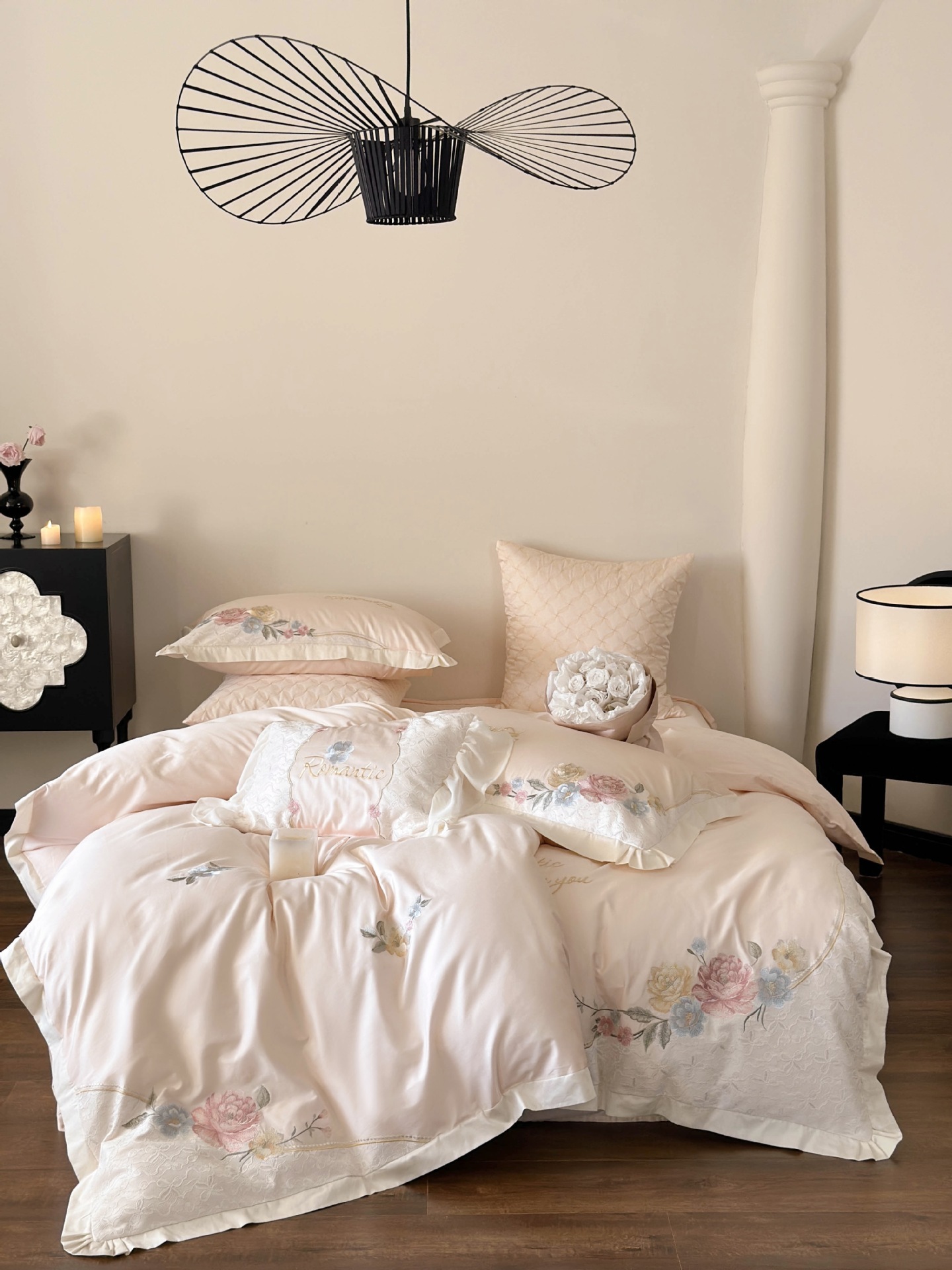 French country-style floral embroidery bedding, high-end feel, Australian cotton pure cotton long-staple cotton four-piece set pic 5