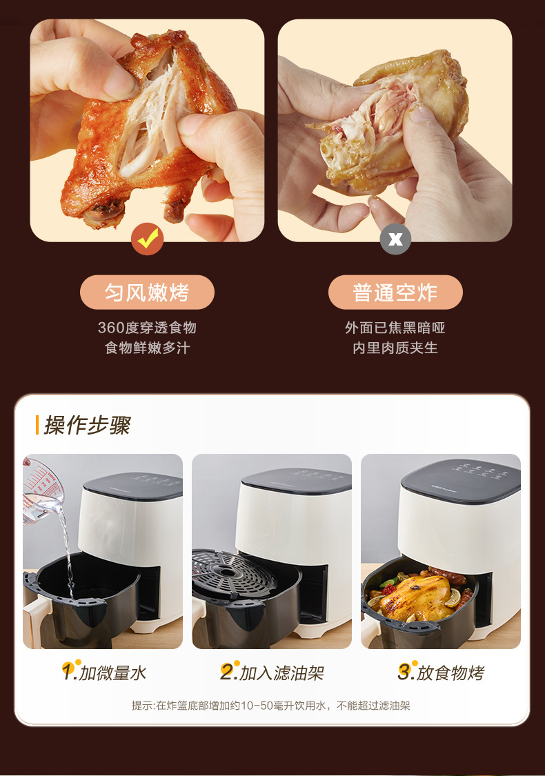 荣事达空气炸锅家用多功能大容量电炸锅烘烤全自动电烤锅无油烹饪详情9